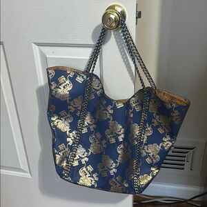 Lilly Pulitzer Elegant Blue and Gold Women's Tote Bag